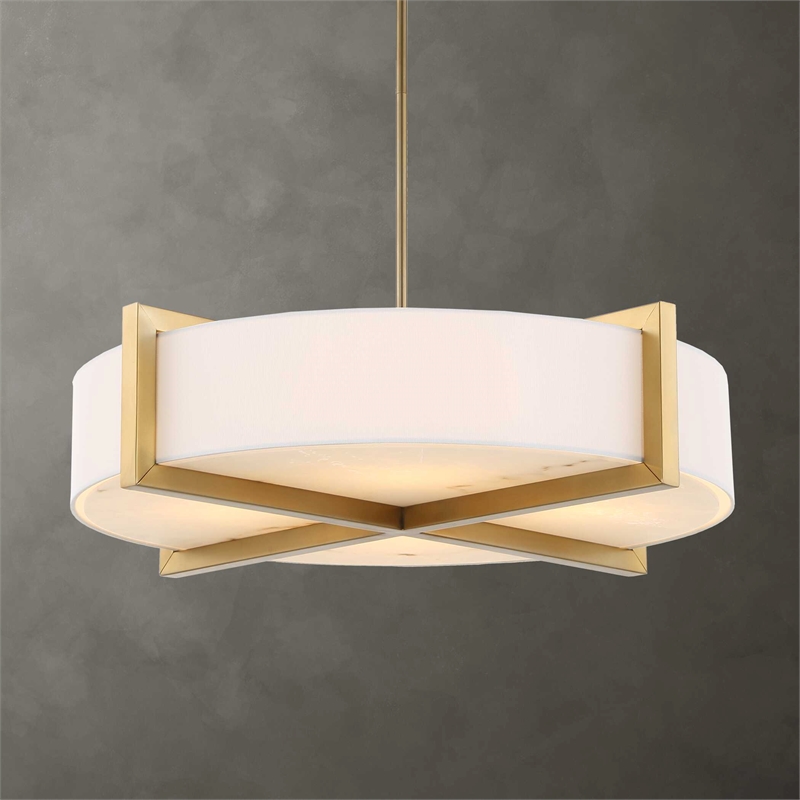 Uttermost Cresson 4 Light Drum Pendant in White