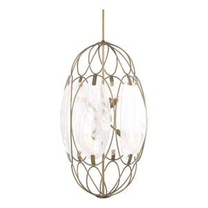 Uttermost Valencia 6 Light Glass Panel Pendant in White