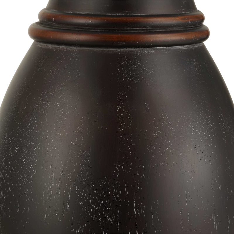 Uttermost Pravin Dark Wood Floor Lamp in Bronze