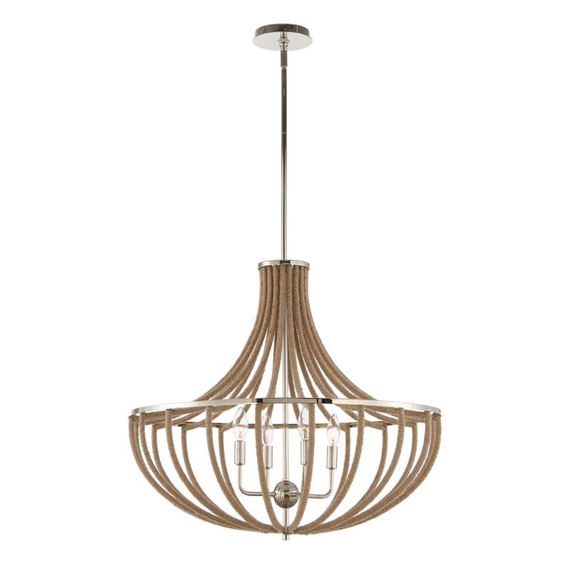 Uttermost Lovelock 4 Light Rope Empire Chandelier in Nickel