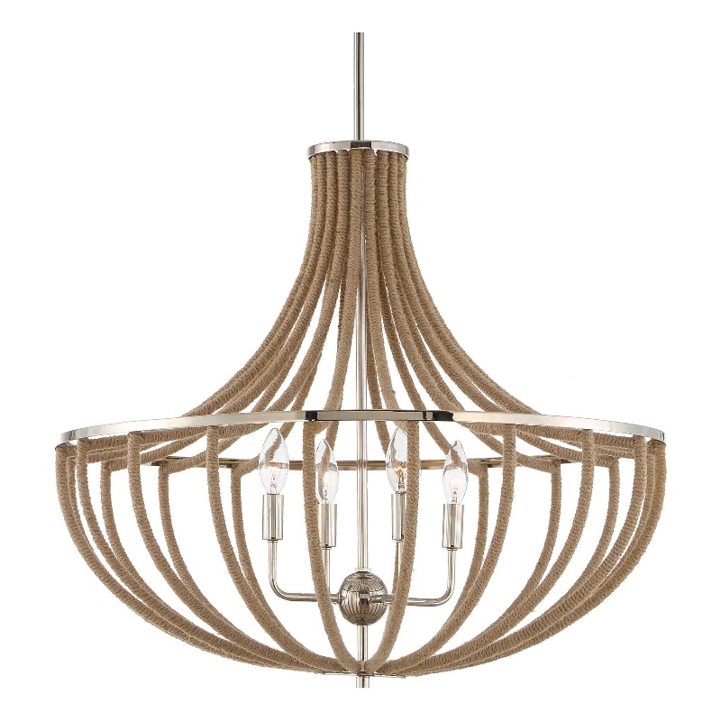Uttermost Lovelock 4 Light Rope Empire Chandelier in Nickel