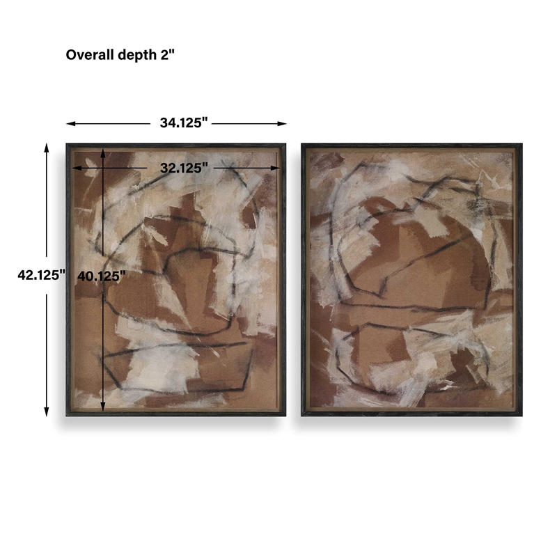 Uttermost Rush & Dash Framed Prints in Brown (Set of 2)