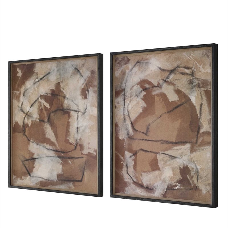 Uttermost Rush & Dash Framed Prints in Brown (Set of 2)