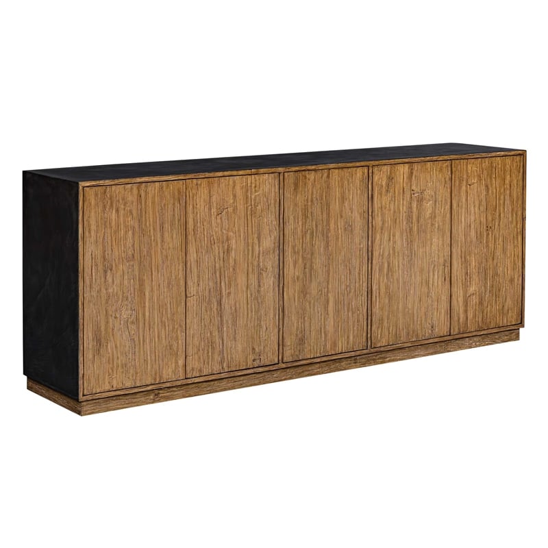 Uttermost Kelvin 5-Doors Solid Mahogany Wood Frame Media Console in Teak