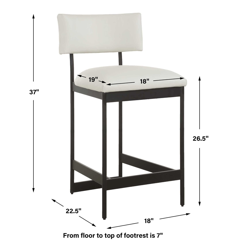 Uttermost Apsley Black Counter Stool in White
