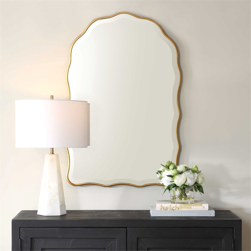 Uttermost Contemporary Scalloped Edges Mirror in Gold