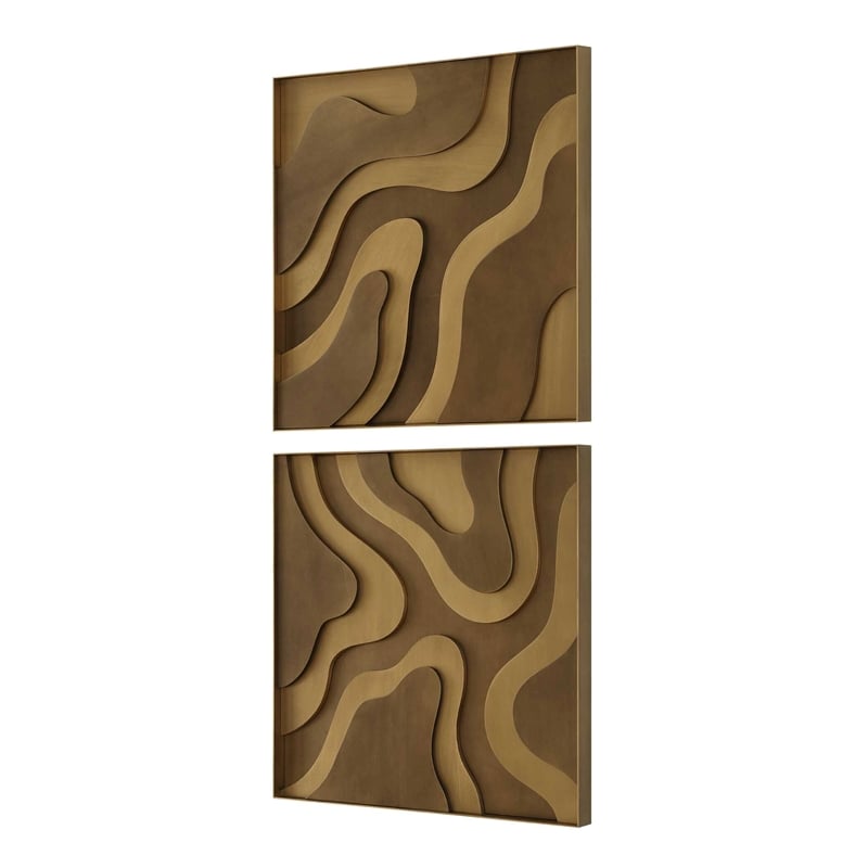 Uttermost Golden Terrain Wooden Wall Decor in Brown (Set of 2)