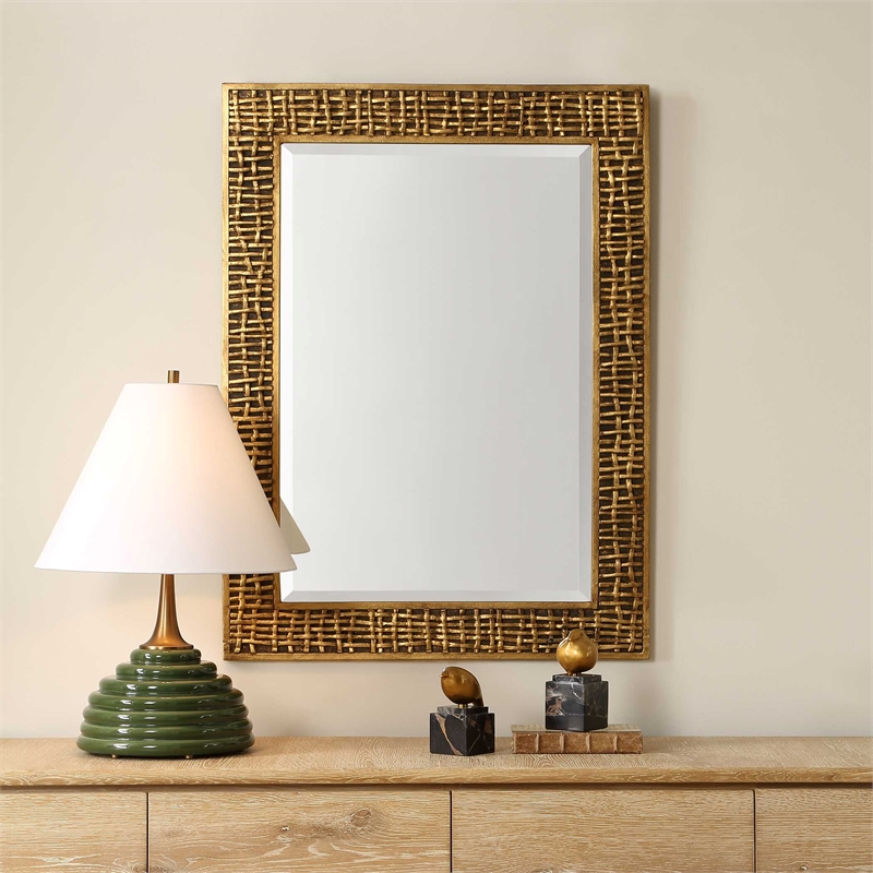 Uttermost Woven In Time Mirror in Gold
