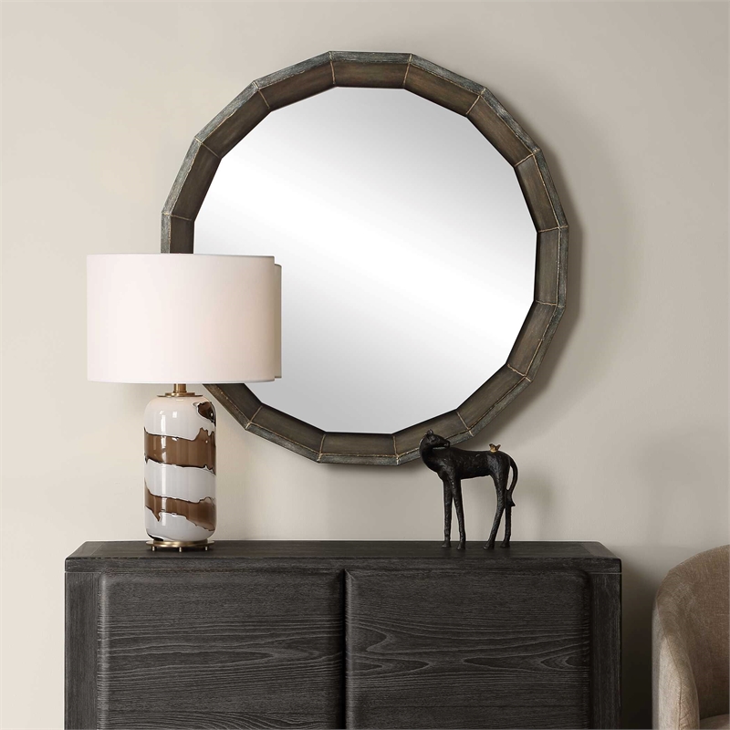Uttermost Neve Round Mirror in Bronze