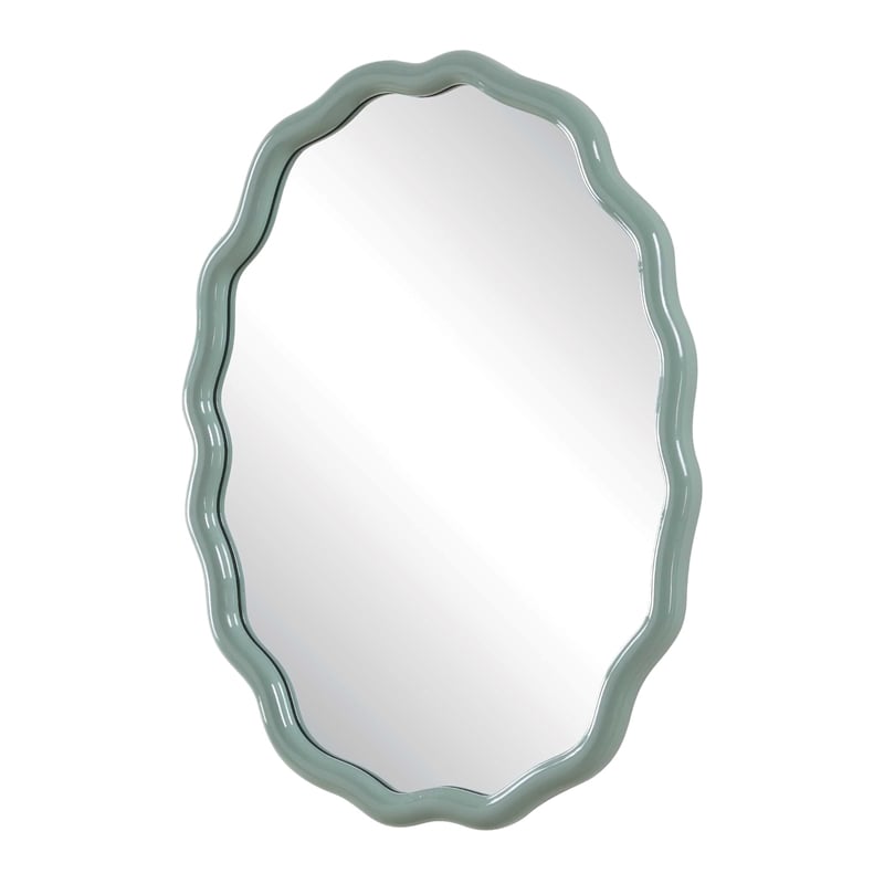 Uttermost Isly Wavy Profile Oval Accent Mirror in Robin's Egg Blue Finish