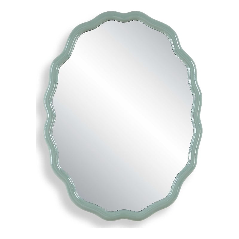 Uttermost Isly Wavy Profile Oval Accent Mirror in Robin's Egg Blue Finish