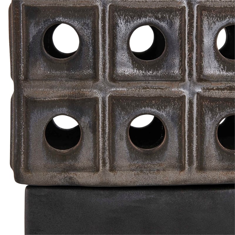 Uttermost Lattice Indoor-Outdoor Lantern Candleholder in Brown