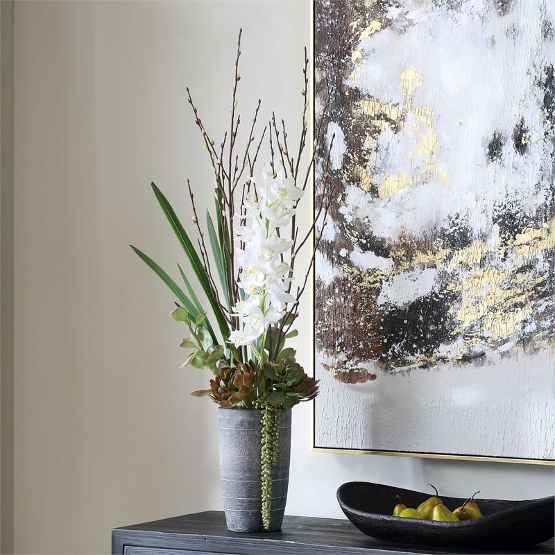 Uttermost Eterna Orchid Centerpiece Vase in Gray