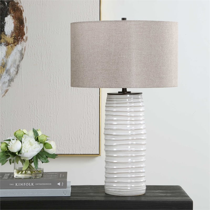Uttermost Barat Ceramic Table Lamp in White