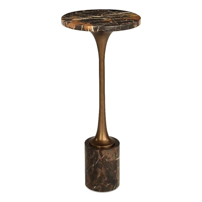 Uttermost Karnes Dark Marble Drink Table in Black