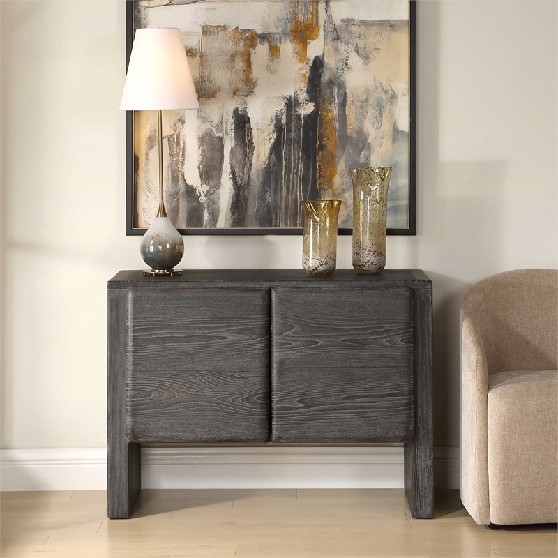 Uttermost Bierk Dark Stain 2 Door Cabinet in Black