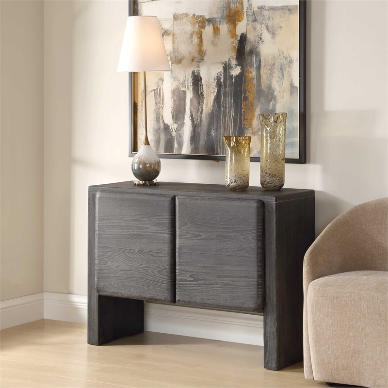 Uttermost Bierk Dark Stain 2 Door Cabinet in Black