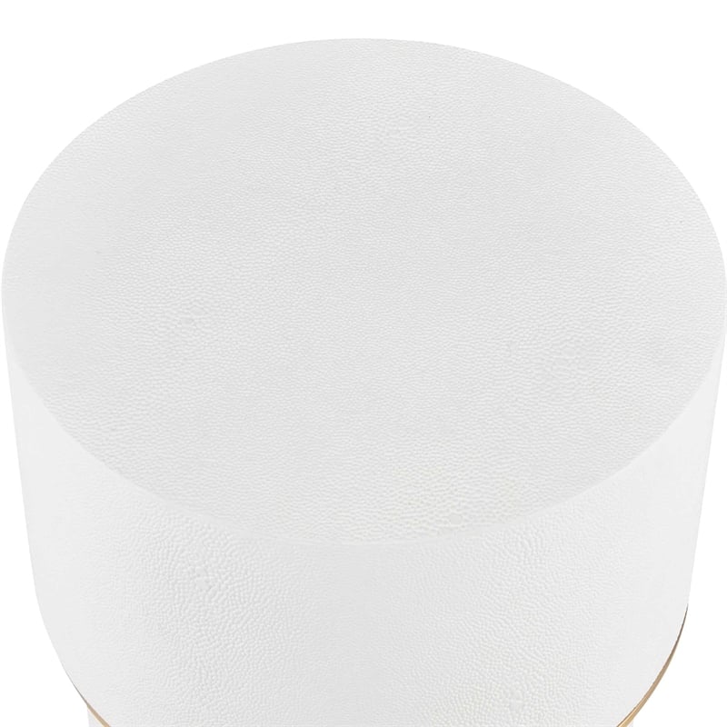 Uttermost Wessex Drink Table in White Faux Shagreen / Brushed Brass
