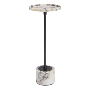 Uttermost Brunson Marble Drink Table in White