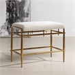 Uttermost Karleen Plush Small Ivory Chenille Bench inn Antique Brass Finish