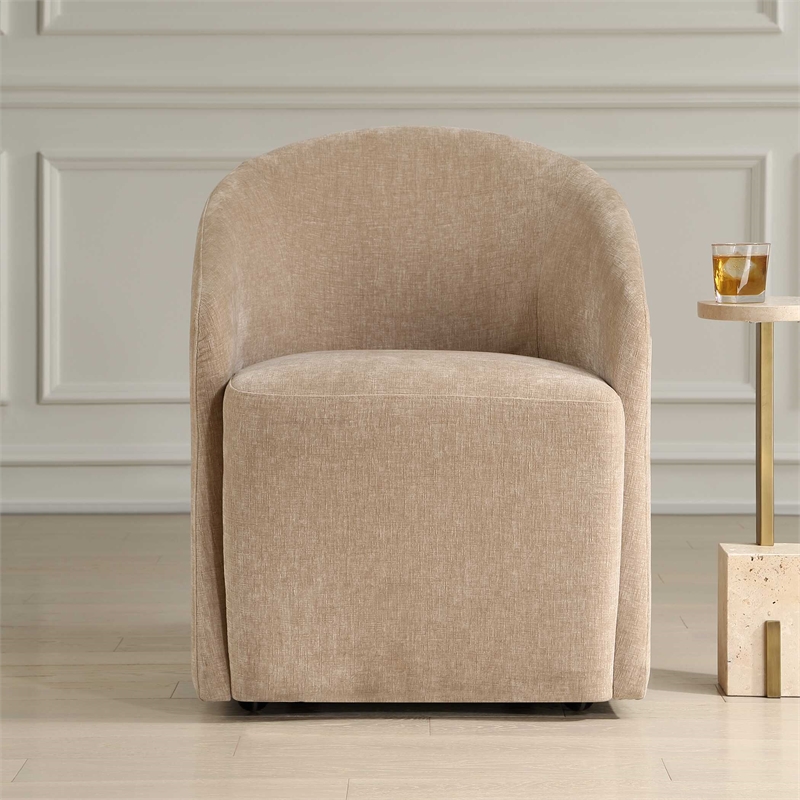 Uttermost Harbor Crosshatched Polyester Velvet Dining Chair in Flax
