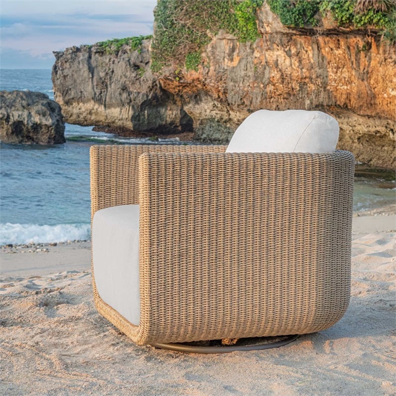 Uttermost Santorini Outdoor Swivel Lounge Chair in Brown