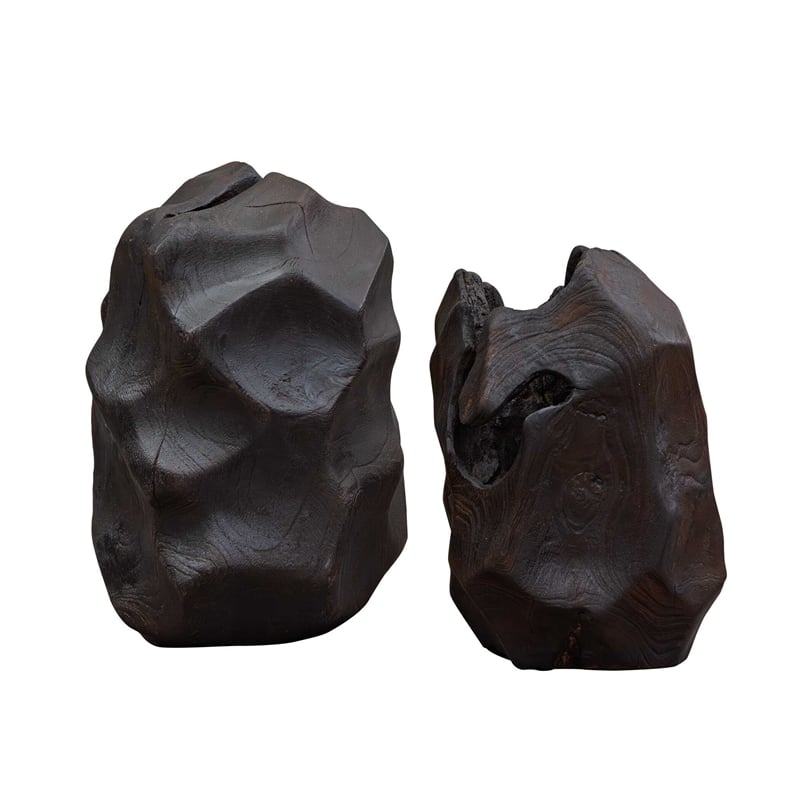 Uttermost Ember Root Teak Sculpture in Black (Set of 2)