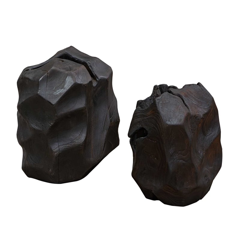 Uttermost Ember Root Teak Sculpture in Black (Set of 2)