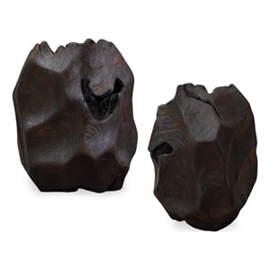 Uttermost Ember Root Teak Sculpture in Black (Set of 2)
