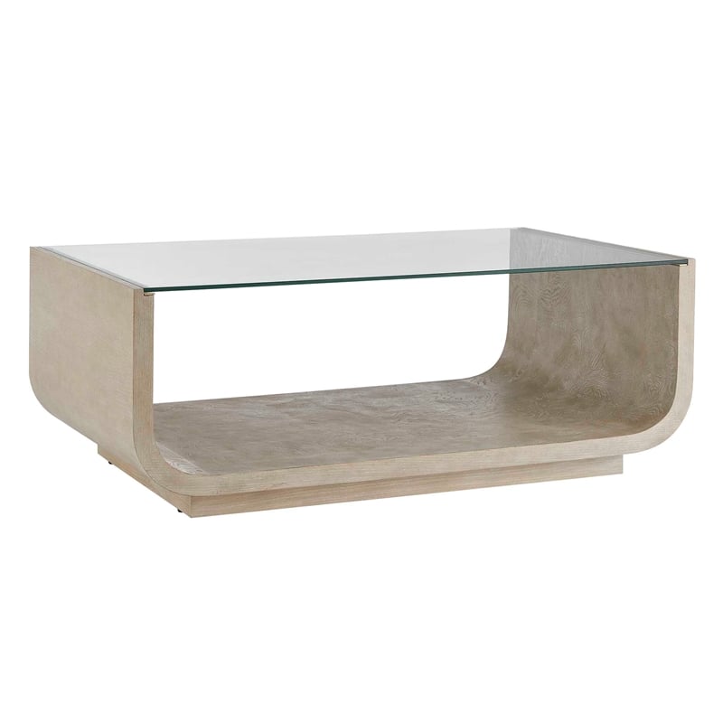 Uttermost Maeva Modern Glass Coffee Table in Woodtone
