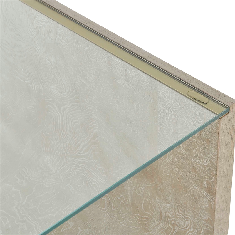 Uttermost Maeva Modern Glass Coffee Table in Woodtone
