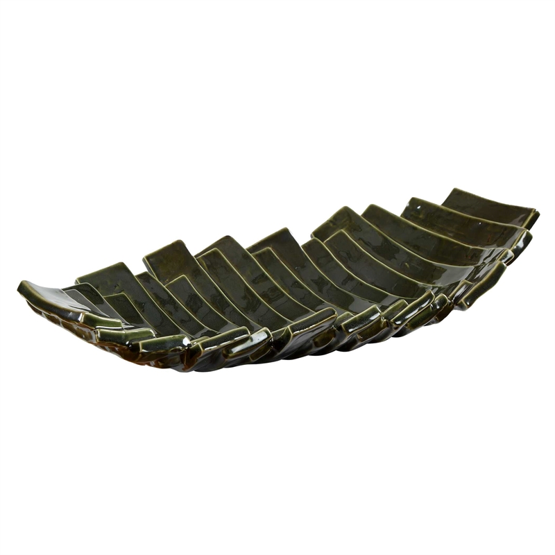 Uttermost Harbor Ridge Bowl in Olive Green