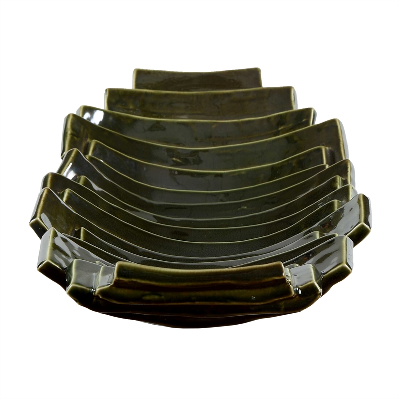 Uttermost Harbor Ridge Bowl in Olive Green