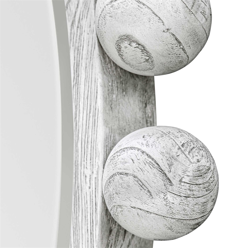 Uttermost Cyra Wood Round Mirror in Aged Ivory