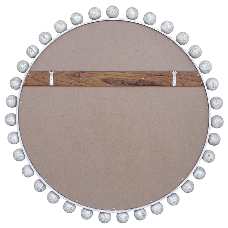 Uttermost Cyra Wood Round Mirror in Aged Ivory