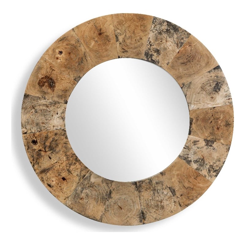 Uttermost Hiram Round Wood Mirror in Woodtone