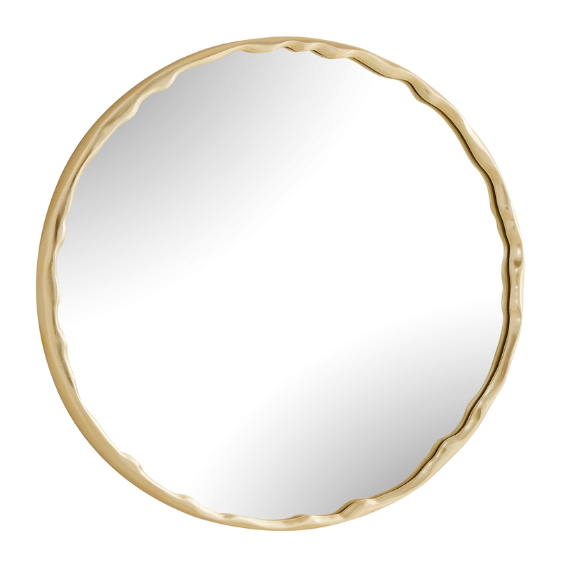 Uttermost Crinkle Round Mirror in Brass and Gold