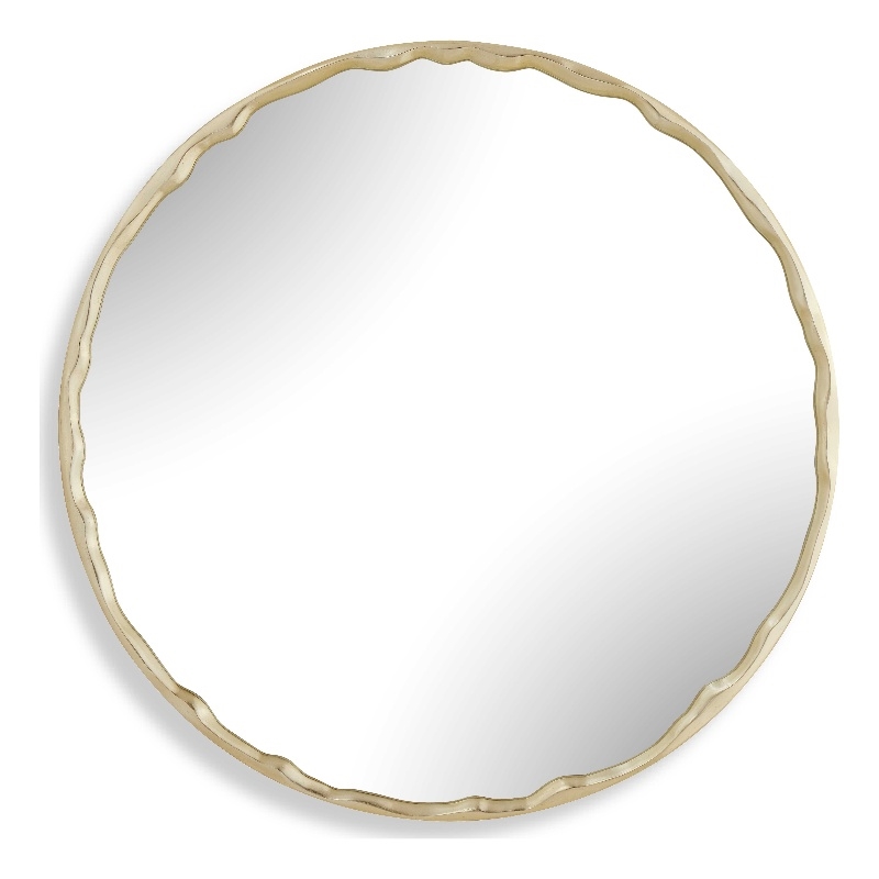 Uttermost Crinkle Round Mirror in Brass and Gold