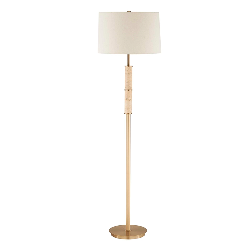 Uttermost Verlaine Travertine Floor Lamp in Brass and Gold