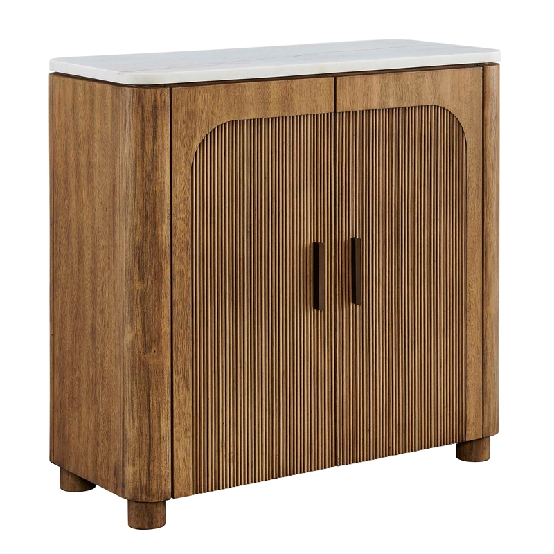 Uttermost Mebarak Reeded 2-Door Cabinet in Bronze/White and Woodtone