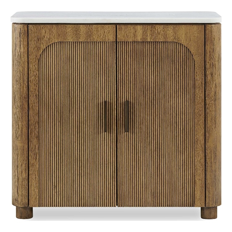 Uttermost Mebarak Reeded 2-Door Cabinet in Bronze/White and Woodtone