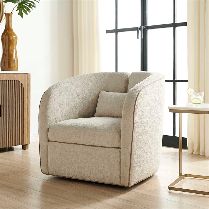 Uttermost Vega Swivel Chair in Ecru White