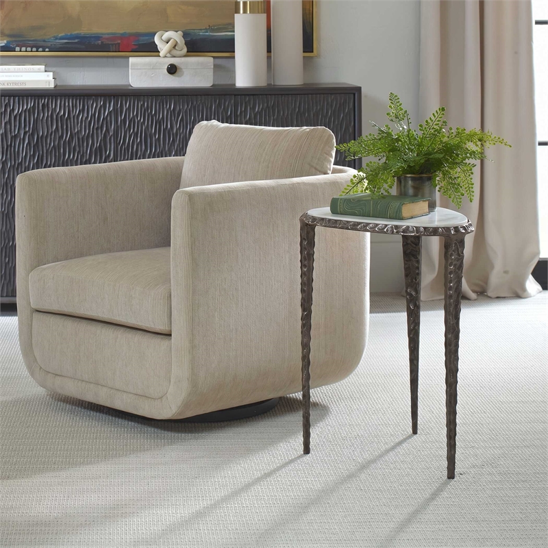 Uttermost Arnold Marble Accent Table in White and Bronze