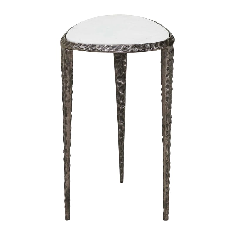 Uttermost Arnold Marble Accent Table in White and Bronze