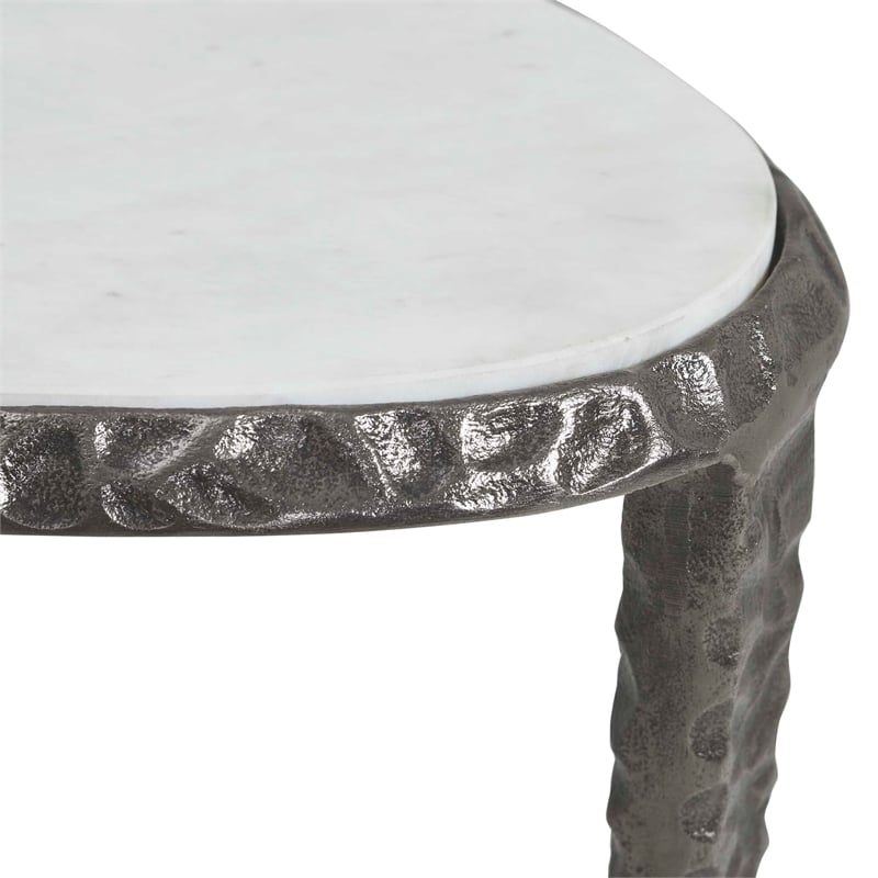 Uttermost Arnold Marble Accent Table in White and Bronze