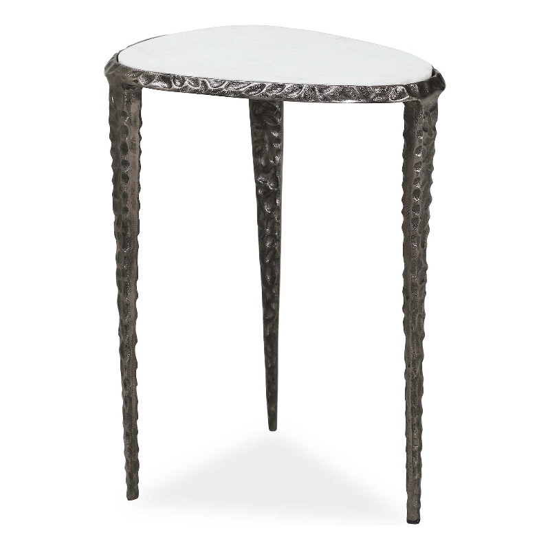 Uttermost Arnold Marble Accent Table in White and Bronze