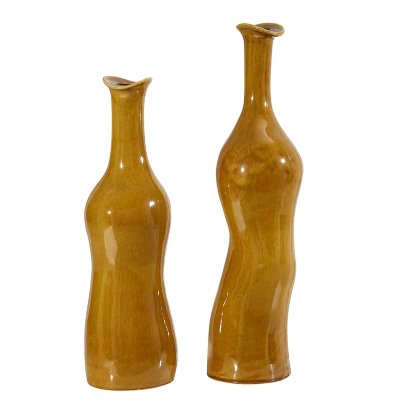 Uttermost Sienna Flow Indoor-Outdoor Bottle Vases in Brown (Set of 2)
