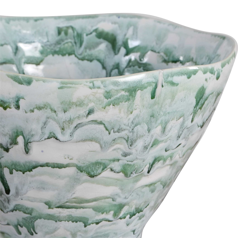 Uttermost Jameis Ceramic Watercolor Vase in Blue/Green and White