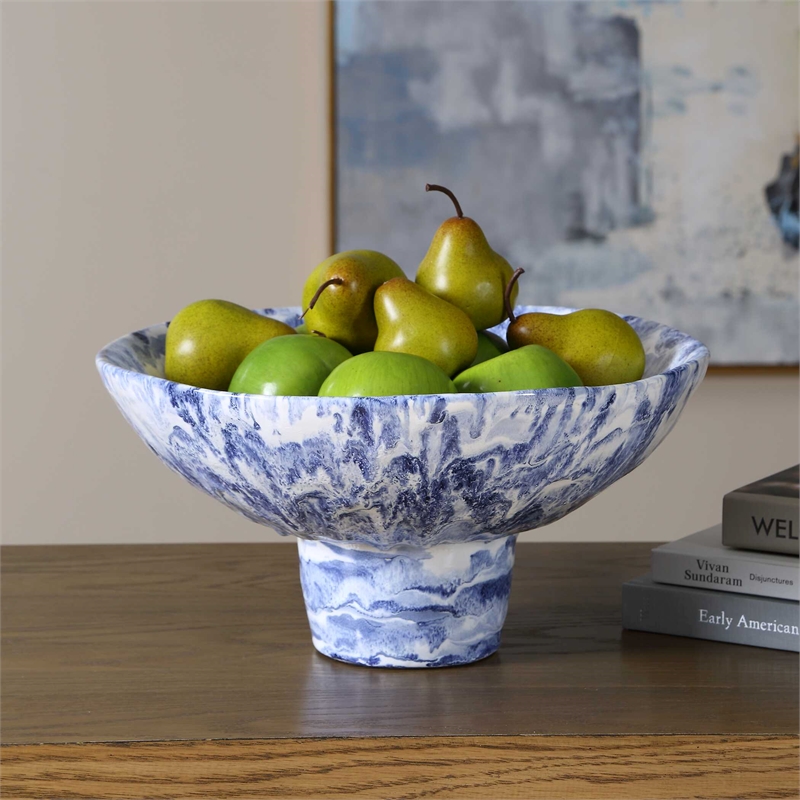 Uttermost Pedestal Bowl in Indigo Marble