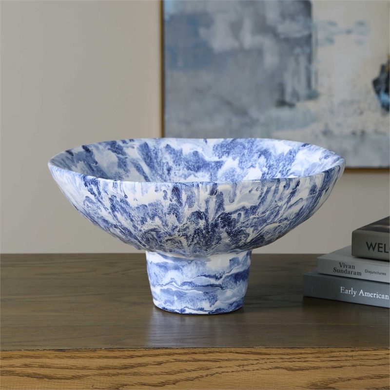 Uttermost Pedestal Bowl in Indigo Marble